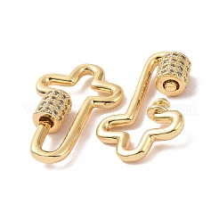 Brass Micro Pave Clear Cubic Zirconia Keychain Clasps&nbsp;ZIRC-TAC0005-02A-G