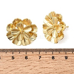 Flower Brass Stud Earrings&nbsp;EJEW-D352-01G-02