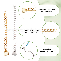 30Pcs 2 Colors 304 Stainless Steel Curb Chain Extender&nbsp;STAS-BM0001-10