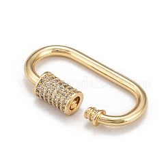 Brass Micro Pave Cubic Zirconia Screw Carabiner Lock Charms&nbsp;ZIRC-G160-21G