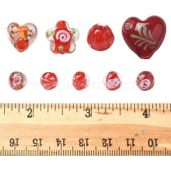 38Pcs 9 Styles Handmade Gold Sand Lampwork Beads&nbsp;LAMP-FS0001-37