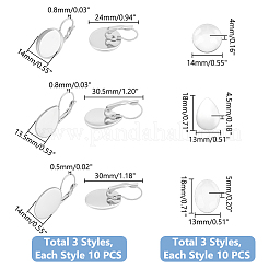 304ステンレススチールとガラスのフレンチフックピアスジュエリーキット  ステンレス鋼色  24x15.5mm  ピン：0.8mm  トレイ：14mm  10pc&nbsp;DIY-UN0006-06