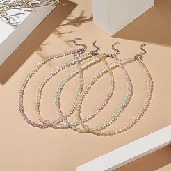 女性用ファセットグラデーションカラーガラスビーズネックレス  合金製カニカン付き  ミックスカラー  14.17インチ（36cm）&nbsp;NJEW-JN04195