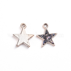 CCBプラスチックペンダント  スパンコール入り  カン付き  スター  ローズゴールド  ブラック  23.5x20x3mm  穴：3mm&nbsp;CCB-TAC0001-02D