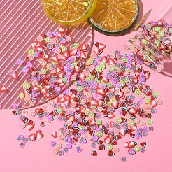 900個 6スタイル 手作りポリマー粘土ネイルアートデコレーション  ファッションネイルケア  穴がない  フルーツ  ミックスカラー  3.5~9x3.5~8x0.1~3mm  150個/スタイル&nbsp;CLAY-YW0002-36