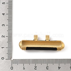 304ステンレススチールエナメルペンダント  ナザールボンジュウのチャームの柱  18KGP本金メッキ  PVD真空メッキ  ブラック  39x14.5x8mm  穴：3.5mm&nbsp;STAS-P380-05G-01