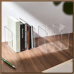 2Pcs 3-Slot Desktop Acrylic Magazine Racks Bookends&nbsp;ODIS-WA0001-17