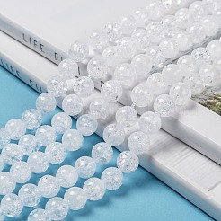 天然石クラッククオーツビーズ連売り  ラウンド  ホワイト  8mm  穴：1mm  約45~48個/連  14.56~14.96インチ（37~38cm）&nbsp;X-G-D840-01-8mm