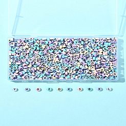 100g フラットラウンドいクラフトスタイルの不透明アクリルビーズ  水平穴  混合文字  ミックスカラー  6.5x3mm  穴：1.5mm  800個/ 100g&nbsp;SACR-FS0001-34