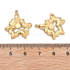 イオンプレーティング（IP）304ステンレスペンダント  花のチャーム  18KGP本金メッキ  21.5x20x3mm  穴：1.5mm&nbsp;STAS-G347-01G
