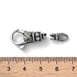 316ステンレススチール製ロブスタークロウ留め金セット  アンティークシルバー  23x13.5x7mm&nbsp;STAS-D303-10AS-04