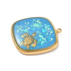 304 Stainless Steel Epoxy Resin with Natural Shell and Sequins Inside Pendants&nbsp;STAS-L026-17G-H03