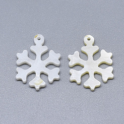 淡水シェルペンダント  刻まれたスノーフレーク  クリスマスのために  貝殻色  20x15x2mm  穴：1mm&nbsp;LS-SHEL-S264-001