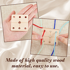 編み機アクセサリー用木製ツール24個  正方形  パパイヤホイップ  6x6x0.2cm  穴：6mmと8mm&nbsp;TOOL-GA0001-90B-01