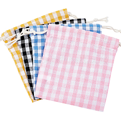 4Pcs 4 Colors Tartan Linen Storage Bags&nbsp;ABAG-CY0001-08