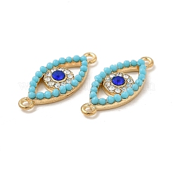 Alloy Connector Charms with Capri Blue Rhinestone and Synthetic Turquoise&nbsp;FIND-H039-35G