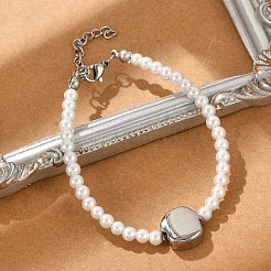 Plastic Imitation Pearl Beads Bracelets for Women&nbsp;BJEW-M056-12P