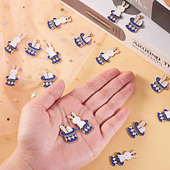 40個2スタイル亜鉛合金エナメルペンダント  ライトゴールド  兎  ブルー  24x18.5x1.5mm  穴：1.5mm  20個/スタイル&nbsp;ENAM-CJ0001-105