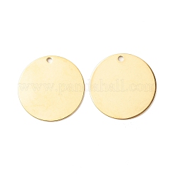 イオンプレーティング（IP）201ステンレスペンダント  フラットラウンド  ゴールドカラー  30x30x1mm  穴：2.2mm&nbsp;STAS-A056-10AG