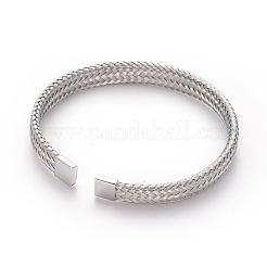304ステンレススチール製カフバングル  編組バングル  ミックスカラー  2-1/8インチ（5.4cm）  7.5mm&nbsp;BJEW-L642-05