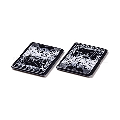 印刷されたアクリルパーツ  タロット模様の長方形  恋人たちvi  34x25x2mm  穴：1.8mm&nbsp;SACR-G030-01D