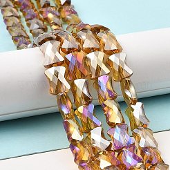 Ab色のメッキ透明ガラスビーズ連売り  多面的な竹の棒  ゴールデンロッド  10.5~11x8x5mm  穴：1mm  約58~60個/連  24.01~24.8インチ（61~63cm）&nbsp;EGLA-P051-06A-A13