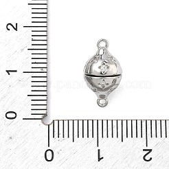 Round Brass Micro Pave Clear Cubic Zirconia Magnetic Clasps&nbsp;KK-C251-12P