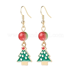 Christmas Theme Alloy Enamel Dangle Earrings with Resin Beaded&nbsp;EJEW-JE05024