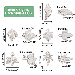 20Pcs 5 Style 201 Stainless Steel Pendants&nbsp;STAS-UN0030-22