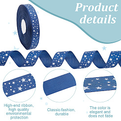 100 Yards Star Print Polyester Grosgrain Ribbon&nbsp;OCOR-WH0088-76