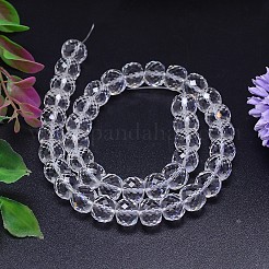 カット加工フラットラウンド模造オーストリアクリスタルビーズ連売り  グレードAAA  透明  8x6mm  穴：0.7~0.9mm  約68個/連  15.7インチ&nbsp;G-M186-8x6mm-01A