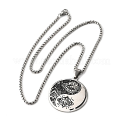 Yin-yang Lotus Eye 201 Stainless Steel Pendant Necklaces for Women&nbsp;NJEW-M105-07B-P