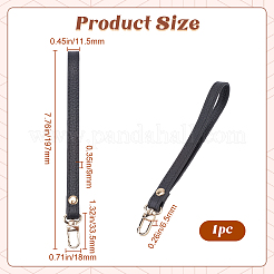 牛革バッグストラップ  ライトゴールドメッキの回転留め金付き  ブラック  19.7x1.15x0.9cm&nbsp;FIND-WH20003-14A-LG