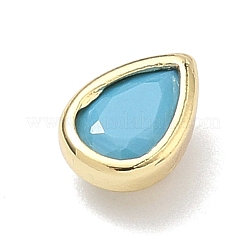 Teardrop Brass Micro Pave Cubic Zirconia Cabochons&nbsp;KK-P345-13G-B08