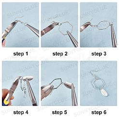 キットを作るDIYイヤリング  22個入り9スタイルペンダント  合金ビーズ  ガラスパールビーズ連売り  真鍮製フレームコネクター  オープン丸カン＆ピアスフック  ミックスシェイプ  プラチナ  14~28.5x9~30x0.5~4mm  穴：1~2mm&nbsp;DIY-SC0016-97