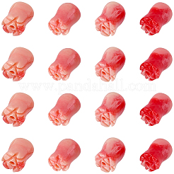 合成サンゴ染めビーズ100個  花  ライトサーモン  8.5~9x6~6.5mm  穴：1mm&nbsp;SHEL-SC0002-11