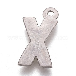 変色しにくい304ステンレススチールペンダント  アルファベット  文字.x  16x9x2mm  穴：1.2mm&nbsp;STAS-H119-01P-X