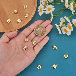 430ステンレススチール製小花ペンダント10個  金属デイジー ペンダント ジュエリー イヤリング ブレスレット 手作り製作  ゴールドカラー  9mm  穴：2mm&nbsp;JX236B
