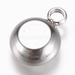 ガラスチャーム  多面カット  304ステンレススチール製金具付き  フラットラウンド  透明  14x10x6.5mm  穴：2.5mm&nbsp;GLAA-G019-P02