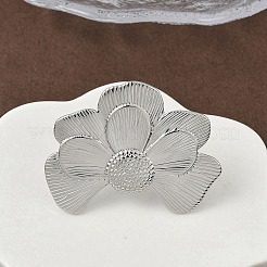 女性用304ステンレススチールカフオープンリング  椿の形  ステンレス鋼色  花：32x43mm&nbsp;RJEW-F195-03P