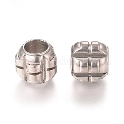 変色しにくい304ステンレススチールビーズ  大穴ビーズ  ロンデル  ステンレス鋼色  11.5x9.5mm  穴：6.2mm&nbsp;STAS-L238-020P