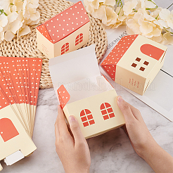 紙製の小さな家のギフトボックス  クリスマス、結婚式、ハロウィーンパーティー用品のためのキャンディー収納ケース  トマト  11x6.5x7cm&nbsp;CON-WH0088-55C