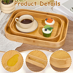 4Pcs 2 Styles Bamboo Serving Tray&nbsp;AJEW-WA0002-11