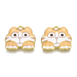 ラックメッキプリントアロイペンダント  カドミウムフリー＆ニッケルフリー＆鉛フリー  ライトゴールド  猫  バリーウッド  16x18.5x2.5mm  穴：1.6mm&nbsp;ENAM-N055-177F