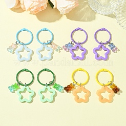Bear & Star Resin & Acrylic Pendant Keychain&nbsp;HJEW-FZ00035