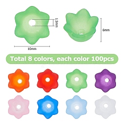 透明アクリルビーズキャップ800色8個  チューリップの花  スズラン  艶消し  ミックスカラー  10x6mm  穴：1.5mm  100個/カラー&nbsp;FACR-HS0001-01
