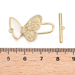 Brass Micro Pave Clear Cubic Zirconia Toggle Clasps&nbsp;KK-N254-149G