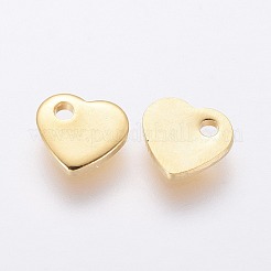 ステンレススチールチャーム201個  空白タグのスタンプ  ハート  24KGP本金メッキ  5x6x1mm  穴：1mm&nbsp;STAS-L234-045A-G
