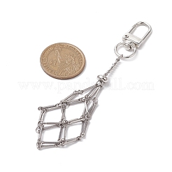 Stainless Steel Braided Chain Macrame Pouch Empty Stone Holder Pendant Decorations&nbsp;HJEW-JM02057