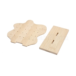 木製イヤリングオーガナイザーディスプレイスタンド  ナゲット  湯通しアーモンド  完成品：7x15x16.4cm&nbsp;LS-ODIS-H006-03